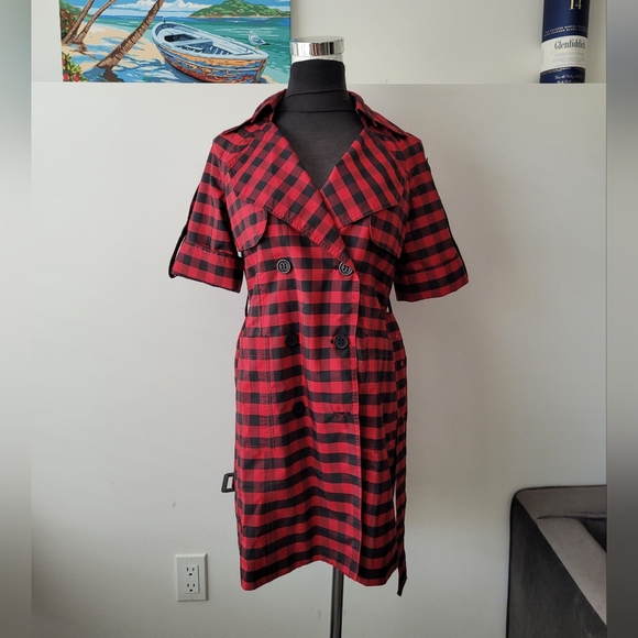 Burberry trench coat/dress in red Buffalo check - Picture 4 of 16